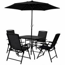 Conjunto com Mesa 4 Cadeiras e Guarda Sol 180CM Riviera para Jardim CASA LYS