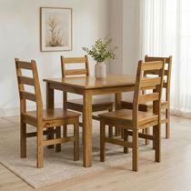 Conjunto com Mesa de Jantar 100cm Retangular e 4 Cadeiras 100% Madeira Maciça Serena Espresso Móveis Nogueira