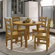 Conjunto com Mesa de Jantar 103cm Redonda e 4 Cadeiras 100% Madeira Maciça Parit Espresso Móveis Conjunto com Mesa de Jantar 103cm Redonda e 4 Cadeiras 100% Madeira Maciça Parit Espresso Móveis