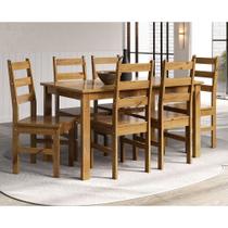 Conjunto com Mesa de Jantar 140cm Retangular e 6 Cadeiras 100% Madeira Maciça Serena Espresso Móveis