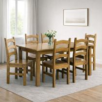 Conjunto com Mesa de Jantar 160cm Retangular e 6 Cadeiras 100% Madeira Maciça Napoli Espresso Móveis Marrom/Nogueira Conjunto com Mesa de Jantar 160cm Retangular e 6 Cadeiras 100% Madeira Maciça Napoli Espresso Móveis Marrom/Nogueira