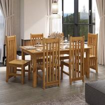 Conjunto com Mesa de Jantar 160cm Retangular e 6 Cadeiras 100% Madeira Maciça Nimes Espresso Móveis