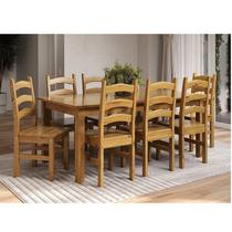 Conjunto com Mesa de Jantar 180cm Retangular e 8 Cadeiras 100% Madeira Maciça Napoli Espresso Móveis