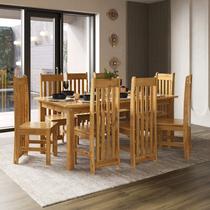 Conjunto com Mesa de Jantar 180cm Retangular e 8 Cadeiras 100% Madeira Maciça Nimes Espresso Móveis