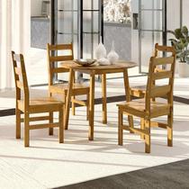 Conjunto com Mesa de Jantar 90cm Redonda e 4 Cadeiras 100% Madeira Maciça Cork Espresso Móveis