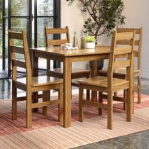 Conjunto com Mesa de Jantar Retangular e 4 Cadeiras em Madeira Maciça Serena Espresso Móveis