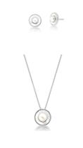 Conjunto com pingente redondo madrepérola