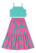 Conjunto com Regata Cropped e Saia Midi para Menina Bee Loop