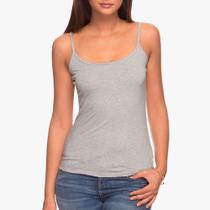 Conjunto com Regata Feminina Básica Adulta de Alça Fina Cinza + Sutiã Adesivo Invisível de Silicone Bege