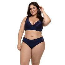 Conjunto Com Renda Marinho Plus Size Sepie 14384 Microfibra Conjunto Com Renda Marinho Plus Size Sepie 14384 Microfibra