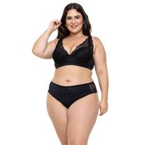 Conjunto Com Renda Preto Plus Size Sepie 14384 Microfibra Conjunto Com Renda Preto Plus Size Sepie 14384 Microfibra