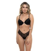 Conjunto Com Renda Preto Sepie 24234 Microfibra Conjunto Com Renda Preto Sepie 24234 Microfibra