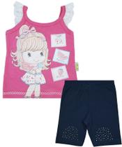 Conjunto com rendinha Cotton para bebê P AO G