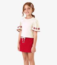 Conjunto com Shorts Saia Meia Malha Rovi Kids Bege Conjunto com Shorts Saia Meia Malha Rovi Kids Bege