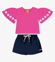 Conjunto com Shorts Saia Meia Malha Rovi Kids Rosa Conjunto com Shorts Saia Meia Malha Rovi Kids Rosa