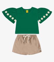 Conjunto com Shorts Saia Meia Malha Rovi Kids Verde Conjunto com Shorts Saia Meia Malha Rovi Kids Verde