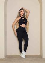 Conjunto com Top e Legging Preta Zero Transparência