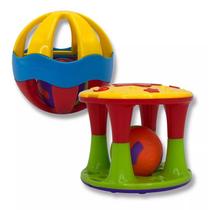 Conjunto Com Torre e Bola Chocalho Crianças Brinquedo Bebê Educativo Jogo Kit Colorida Divertida Inteligente Emite Som