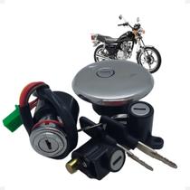 Conjunto Com Travas Tampa E Miolo De Ignição 2 Chaves Para Suzuki Intruder 125 2006 a 2010