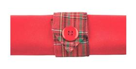 Conjunto com um guardanapo de tecido e uma argola red tartan - 1un