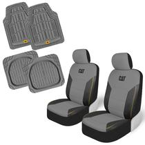 Conjunto combinado de capas de assento e tapetes de chão CAT PU Leather para carros