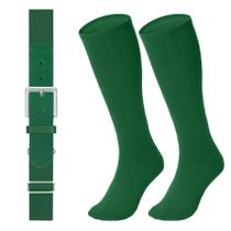 Conjunto combinado de cinto de beisebol e meias LEACOOLKEY verde escuro