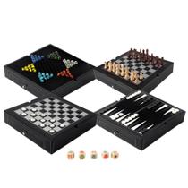 Conjunto combinado de jogos de tabuleiro GSE Games & Sports Expert em couro de 12,5 polegadas