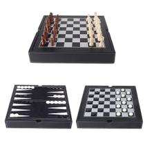 Conjunto combinado de jogos de tabuleiro GSE Games & Sports Expert em couro de 12,5 polegadas