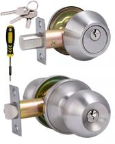 Conjunto combinado de maçaneta e fechadura Lanwandeng Satin Nickel Conjunto combinado de maçaneta e fechadura Lanwandeng Satin Nickel