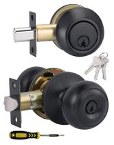 Conjunto combinado de maçanetas de entrada e fechadura Deadbolt Lanwandeng Black