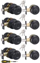Conjunto combinado de maçanetas e fechaduras Deadbolt Lanwandeng Black