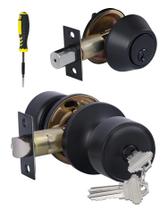 Conjunto combinado de maçanetas e fechaduras Deadbolt Lanwandeng Matte Black