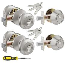Conjunto combinado de maçanetas e fechaduras Lanwandeng Satin Nickel
