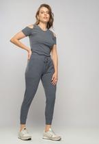 Conjunto Comfy Com Blusa Ombro Vazado e Jogger Canelada Grafite Salvatore Conjunto Comfy Com Blusa Ombro Vazado e Jogger Canelada Grafite Salvatore