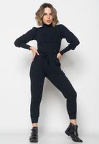 Conjunto Comfy Com Blusa Princesa M/L e Jogger Canelado Preto Salvatore Conjunto Comfy Com Blusa Princesa M/L e Jogger Canelado Preto Salvatore
