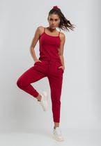 Conjunto Comfy Com Regata Alcinha e Jogger Canelada Vermelho Salvatore Fashion