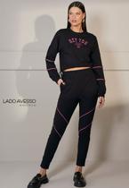 Conjunto Comfy Lado Avesso Cropped Preto