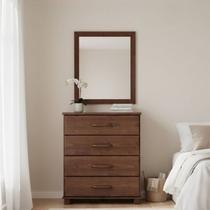Conjunto Cômoda 4 Gavetas + Moldura com Espelho 100% Madeira Maciça - Linha Ouro Finestra Móveis