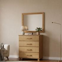 Conjunto Cômoda 4 Gavetas + Moldura com Espelho 100% Madeira Maciça - Linha Ouro Finestra Móveis