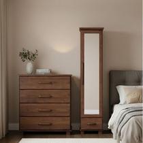 Conjunto Cômoda 4 Gavetas + Sapateira com Espelho - 100% Madeira Maciça - Linha Ouro Conjunto Cômoda 4 Gavetas + Sapateira com Espelho - 100% Madeira Maciça - Linha Ouro