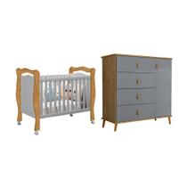 Conjunto Comoda Jujuba e Berço Mini Cama Alvin Nature / Cinza Conjunto Comoda Jujuba e Berço Mini Cama Alvin Nature / Cinza