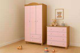 Conjunto Comoda Lara E Roupeiro Lara Nature e Rose