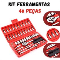 Conjunto compacto com 46 ferramentas práticas para o dia a dia.
