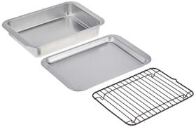 Conjunto Compacto de 3 Peças Nordic Ware Naturals, Seguro para Forno Tostador, Fornos de Bancada, Fritadeira Elétrica e Grelhador, Tamanho para 1-2 Porções - Inclui Assadeira, Grelha para Grelhar e Forma Retangular Conjunto Compacto de 3 Peças Nordic Ware Naturals, Seguro para Forno Tostador, Fornos de Bancada, Fritadeira Elétrica e Grelhador, Tamanho para 1-2 Porções - Inclui Assadeira, Grelha para Grelhar e Forma Retangular