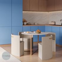 Conjunto compacto Sala de Jantar, mesa redonda c/ 4 cadeiras estofadas Conjunto compacto Sala de Jantar, mesa redonda c/ 4 cadeiras estofadas