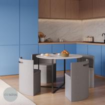 Conjunto compacto Sala de Jantar, mesa redonda c/ 4 cadeiras estofadas Conjunto compacto Sala de Jantar, mesa redonda c/ 4 cadeiras estofadas