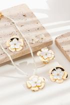 Conjunto Completo Artesanal Semijoia ouro 18k Flores Brancas Conjunto Completo Artesanal Semijoia ouro 18k Flores Brancas