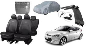 Conjunto Completo: Capa de Couro Veloster 11-14 + Capa de Cobrir + Limpador de Parabrisa