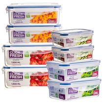 conjunto completo com 8 potes herméticos click fresh
