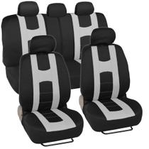 Conjunto completo de capas de assento de carro BDK CarXS Forza em tecido poliéster preto/branco